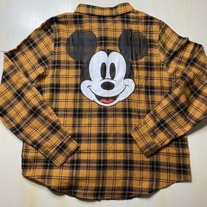 Disney Mickey Mouse face plaid flannel
